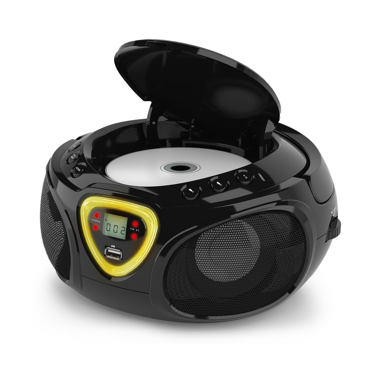 auna Roadie • Portable Boombox with CD Player and Radio • LED Light