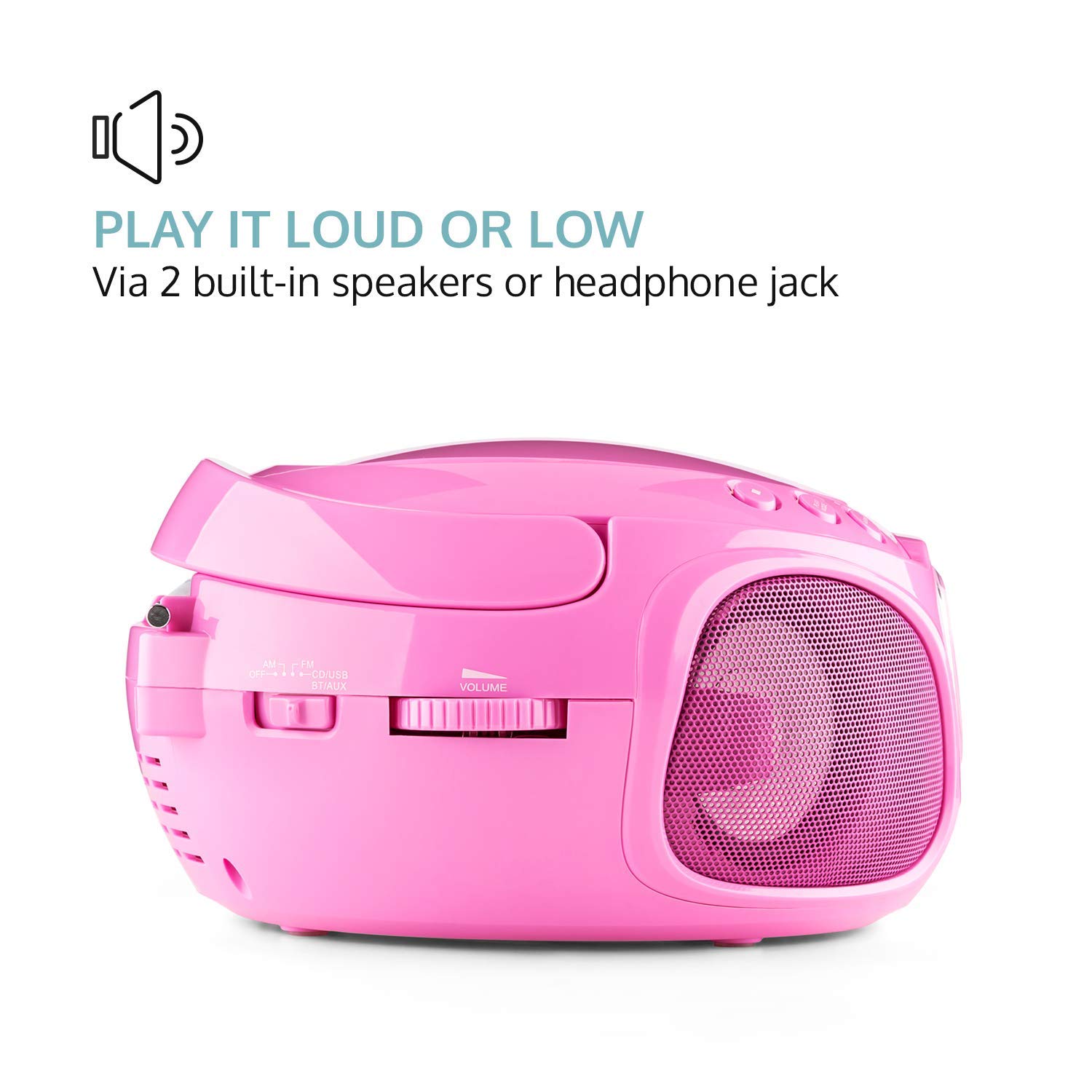 auna Roadie • Portable Boombox with CD Player and Radio • LED Light