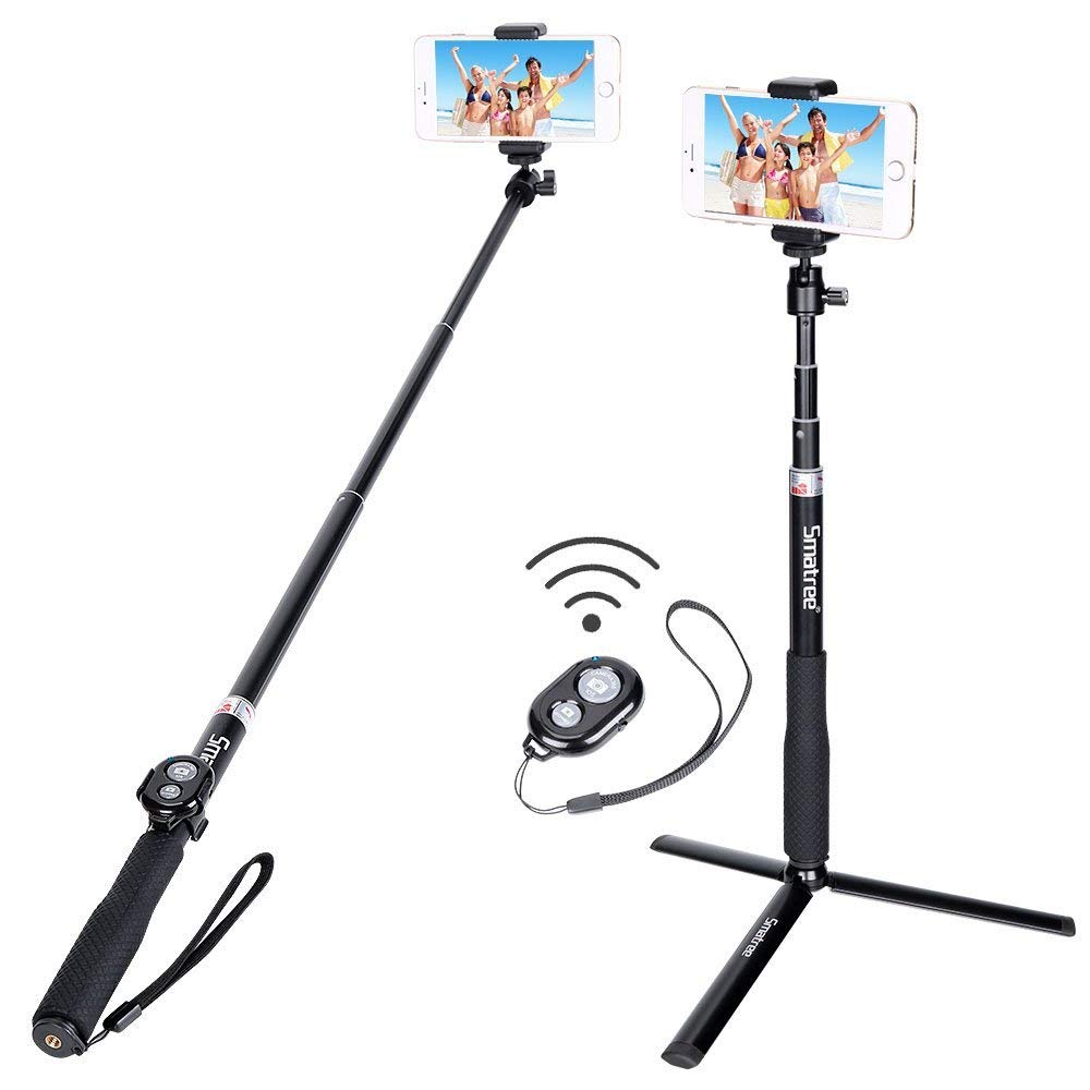 Smatree Extendable Selfie Stick 36.6'' with Tripod Stand for GoPro Hero