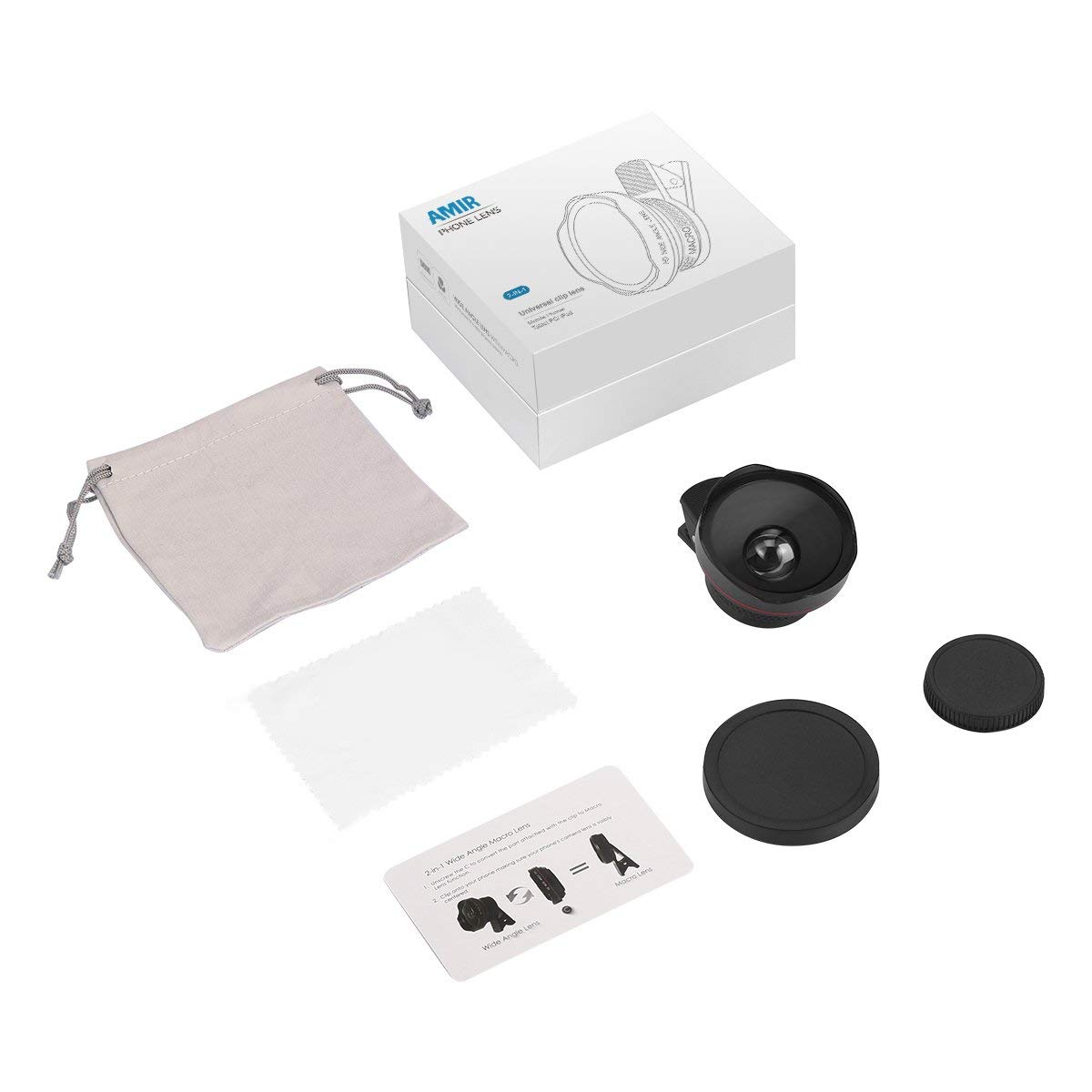 AMIR Phone Camera Lens, 0.45X Super Wide Angle Lens + 12.5X Macro Lens