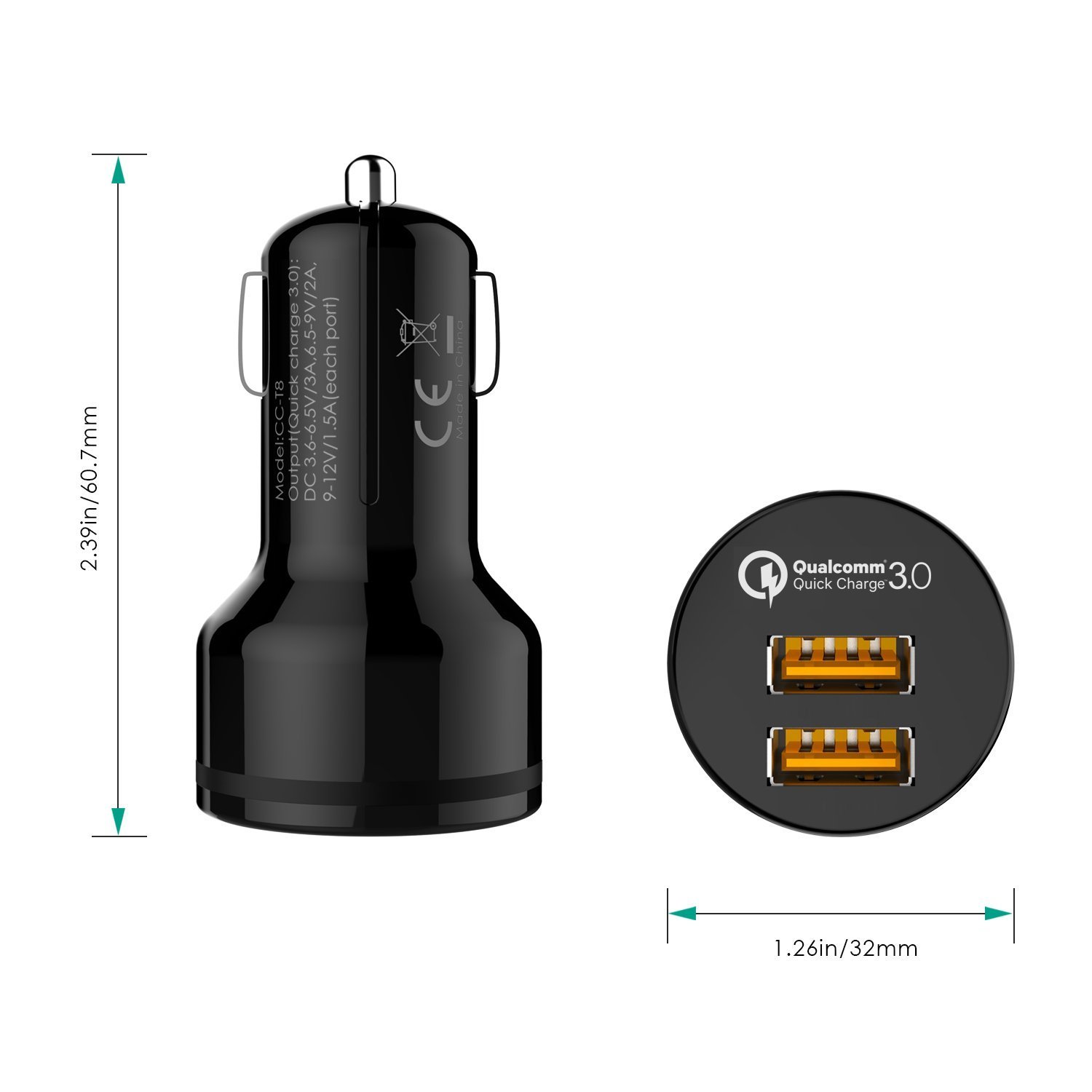 AUKEY Car Charger with Quick Charge 3.0, 39W Dual Ports for Samsung