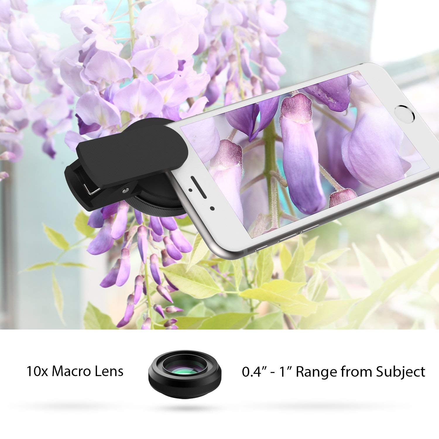 AUKEY Ora iPhone Lens, 0.6X 100° Wide Angle + 10x Macro Clipon Cell