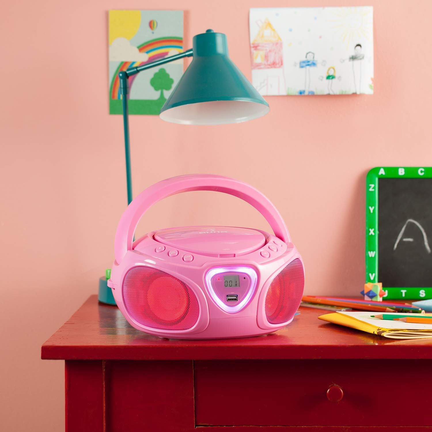auna Roadie • Portable Boombox with CD Player and Radio • LED Light