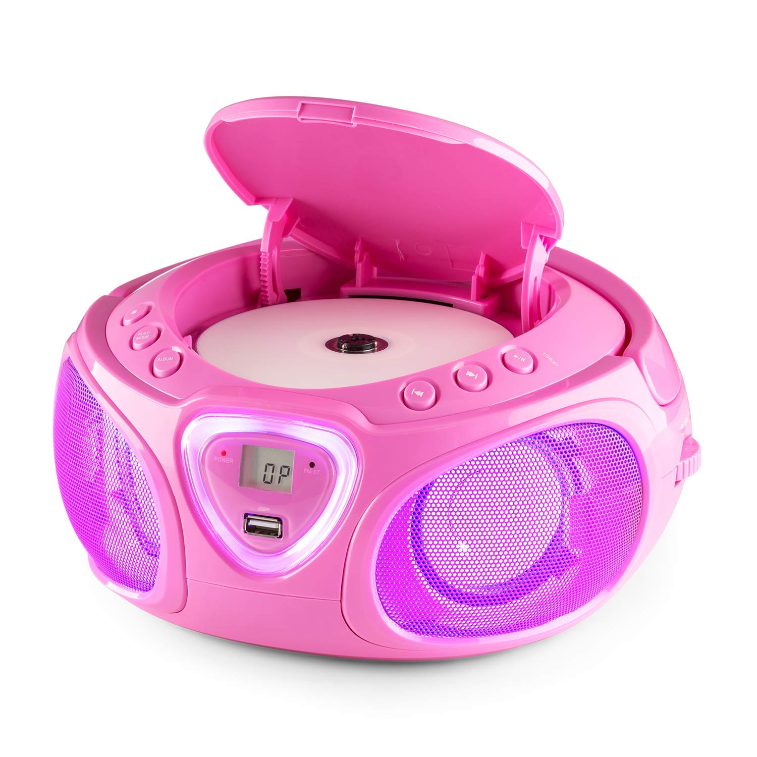 auna Roadie • Portable Boombox with CD Player and Radio • LED Light
