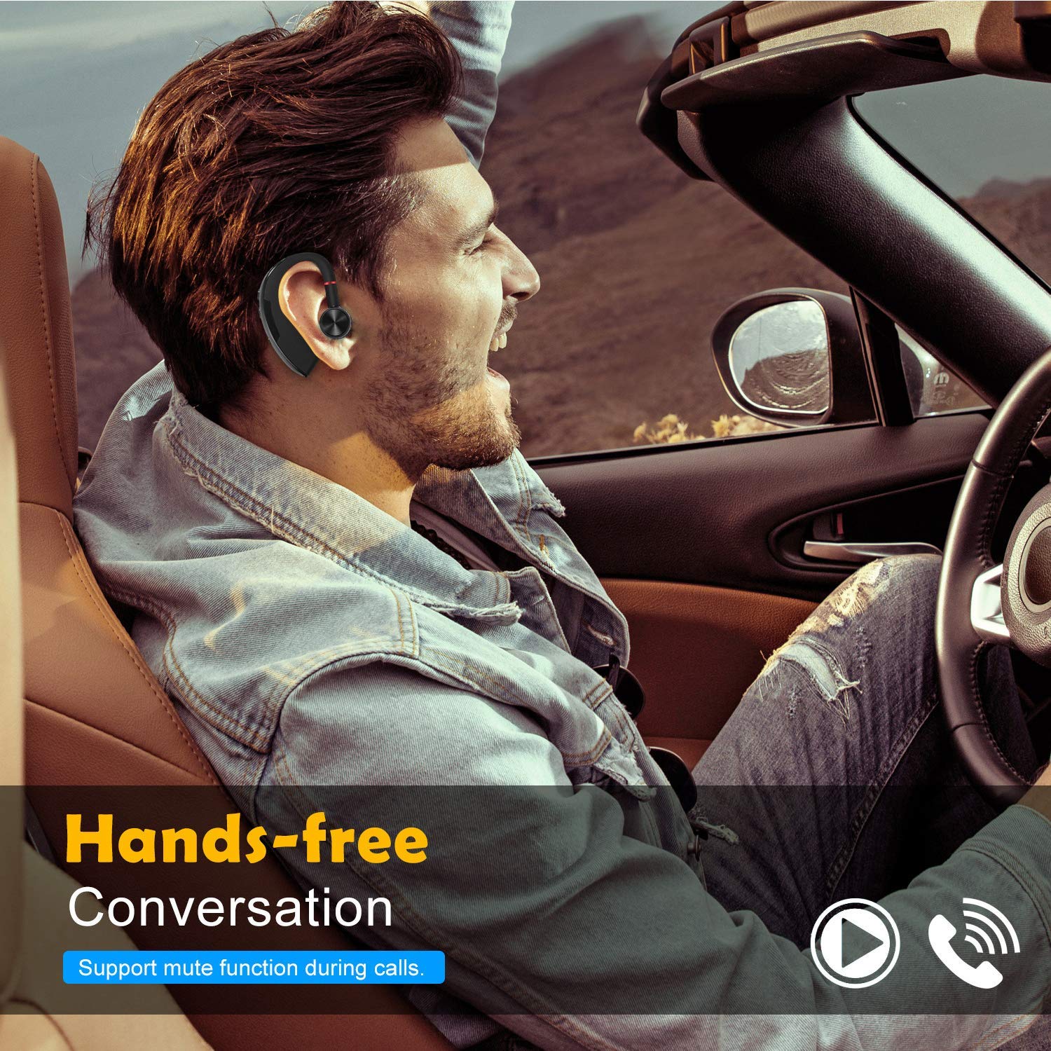 Best Bluetooth Headset Truckers Wireless Business Earpiece with 12