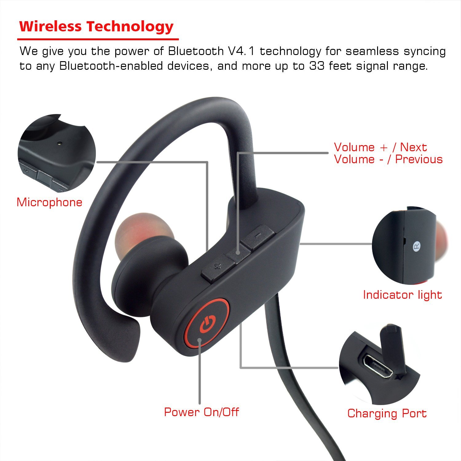 Bluetooth Headphones,Small Target Best Wireless Sports Earphones with