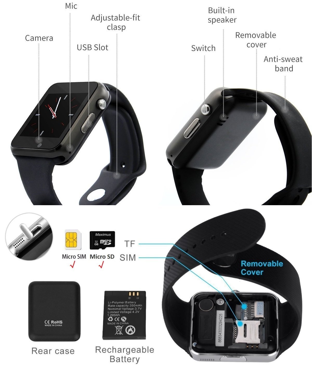 wjpilis touch screen smart wrist watch