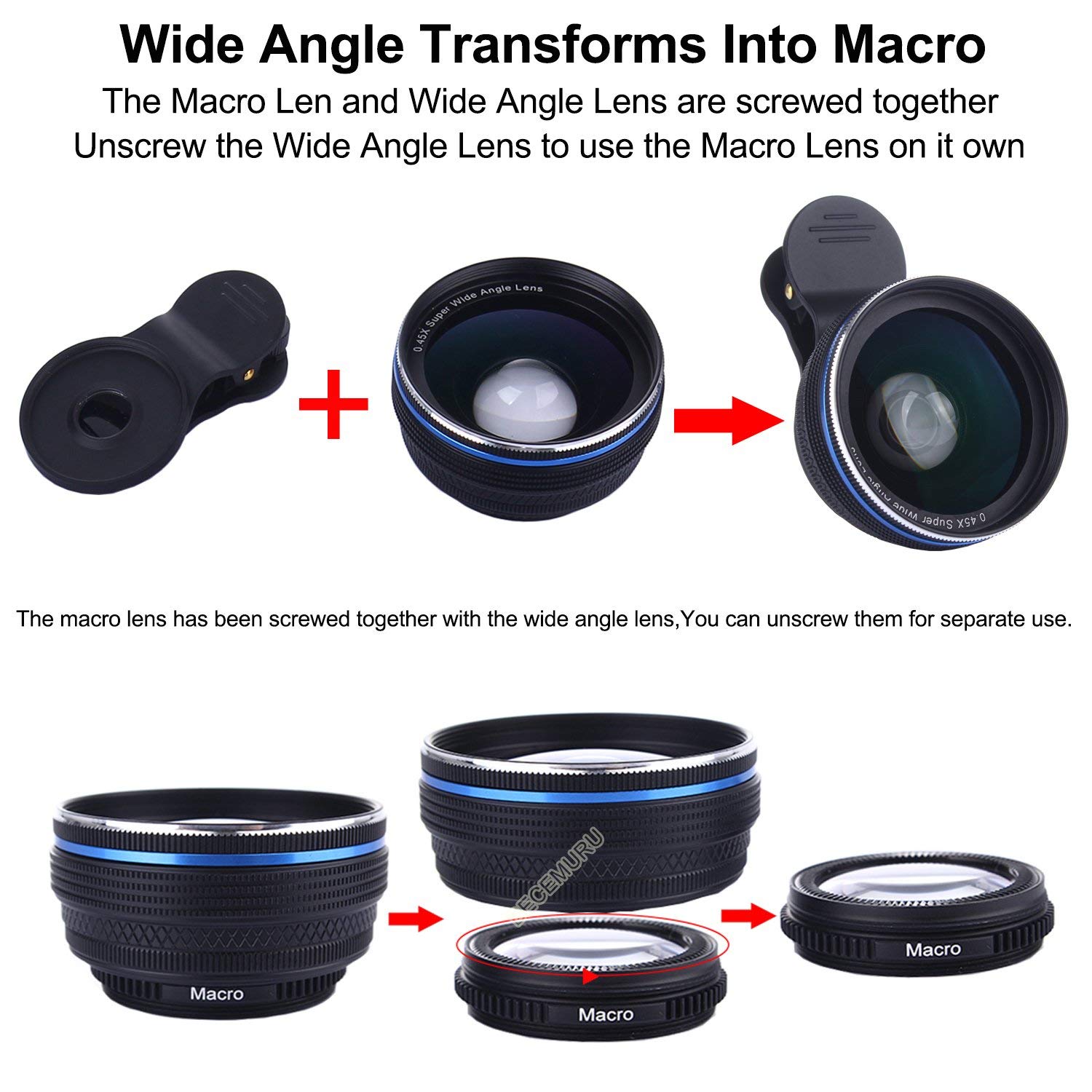 Camera Lens,BECEMURU 22X Telephoto Zoom Camera Lens Kit Double