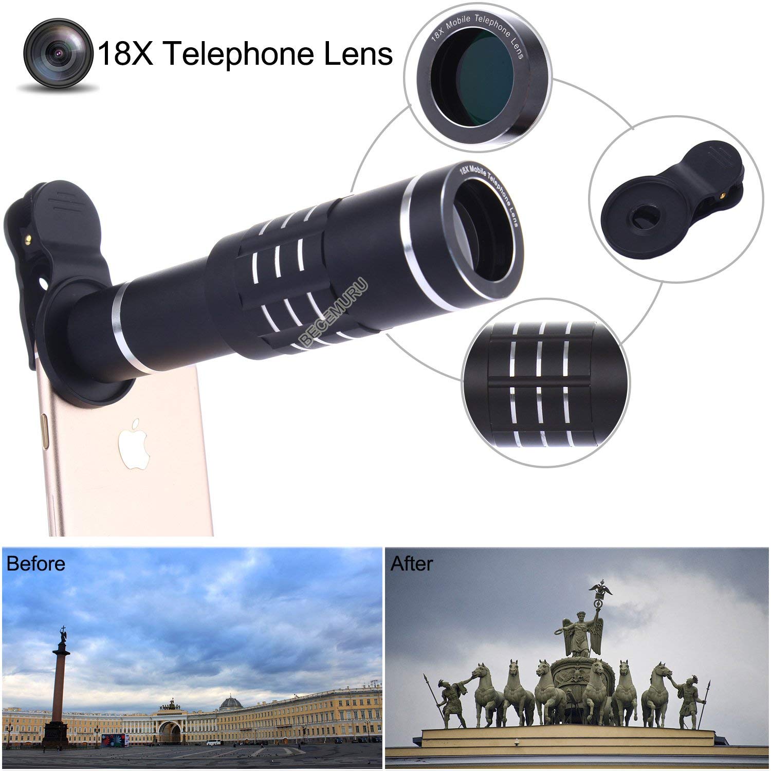 Camera Lens,BECEMURU 22X Telephoto Zoom Camera Lens Kit Double