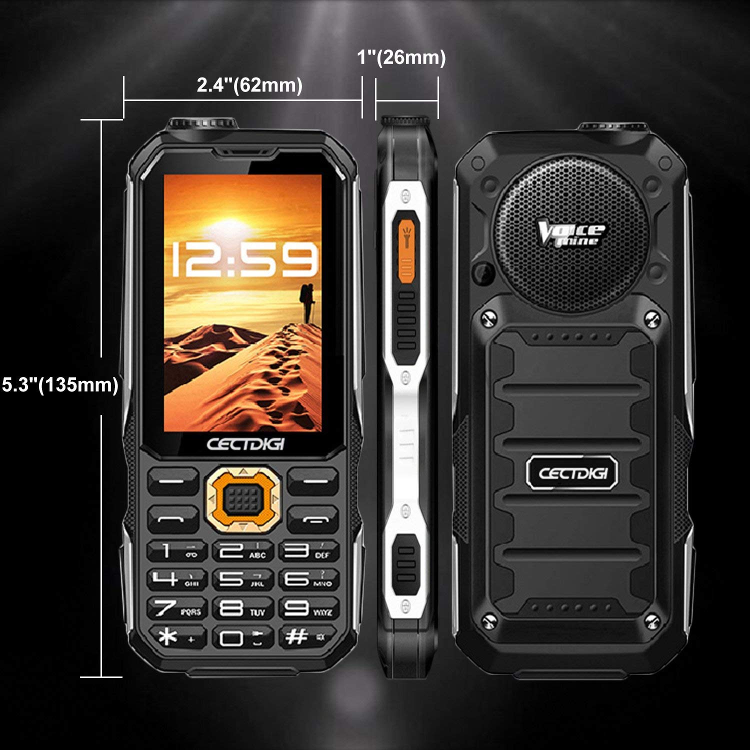 Cectdigi T19 Rugged 2G GSM Mobile Phone,Shockproof MilitaryDesigned