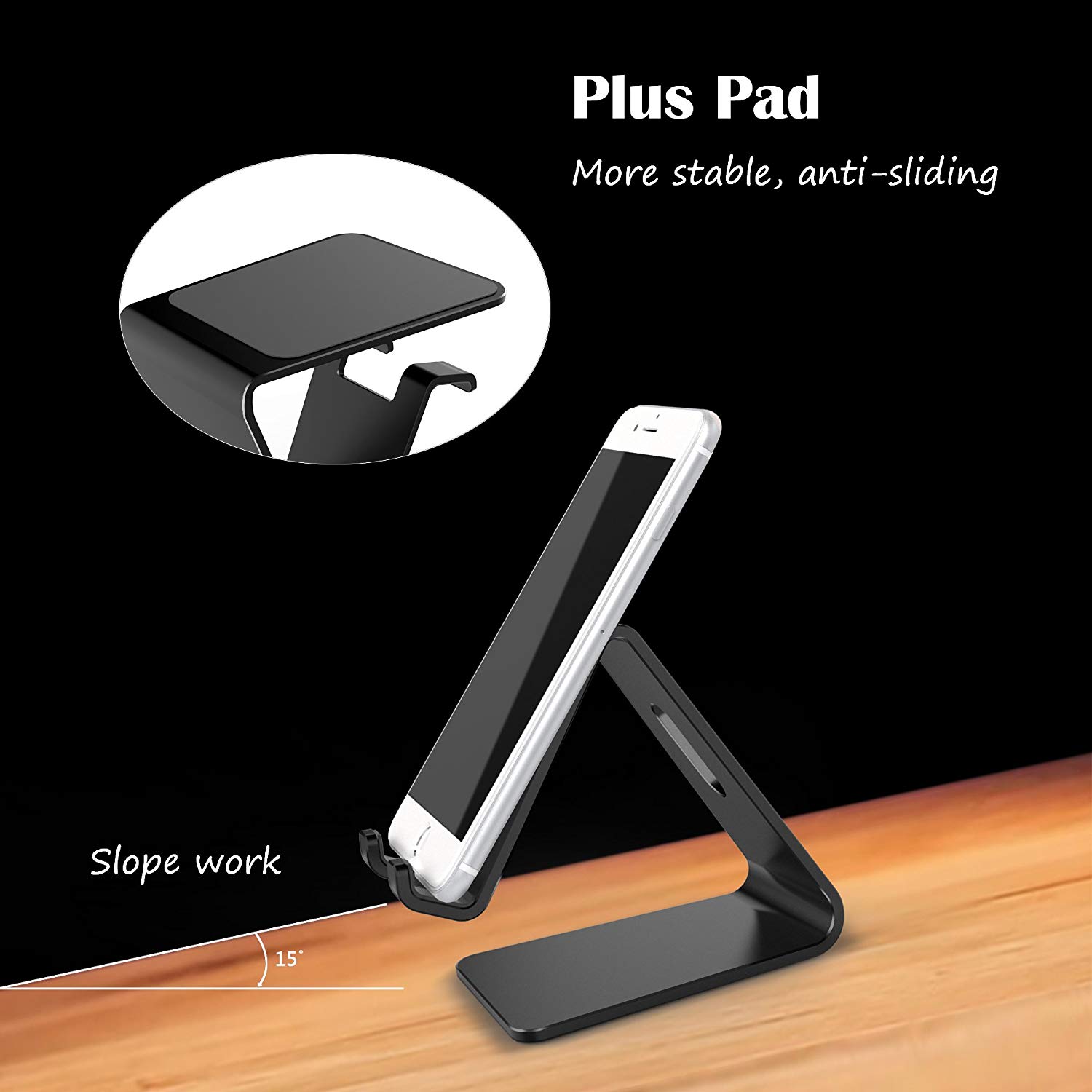 Desktop Cell Phone Stand, Portable Aluminum Smartphone Holder Cellphone
