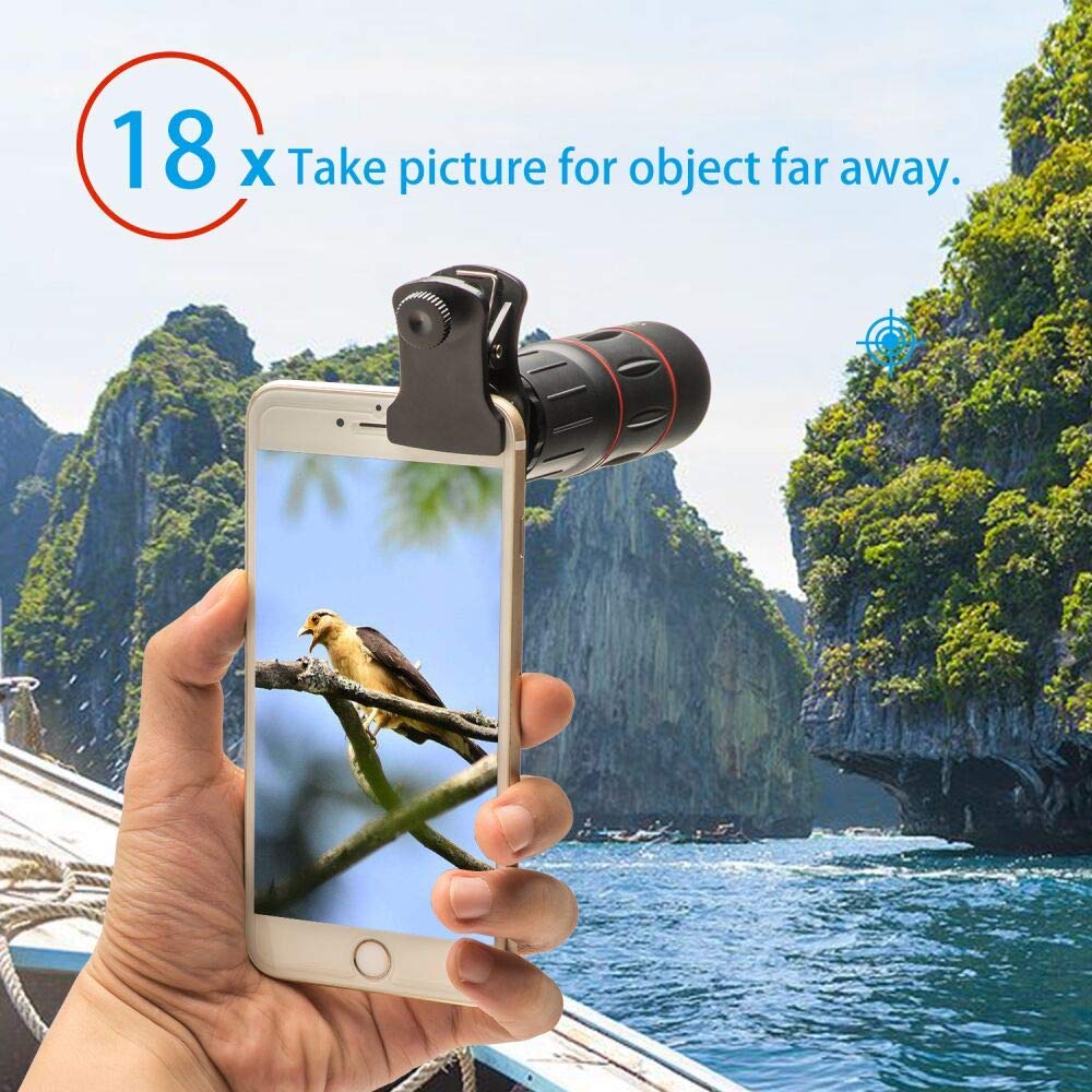 Godefa 18X Telephoto Zoom Lens with 4K HD Super Wide Angle/Macro