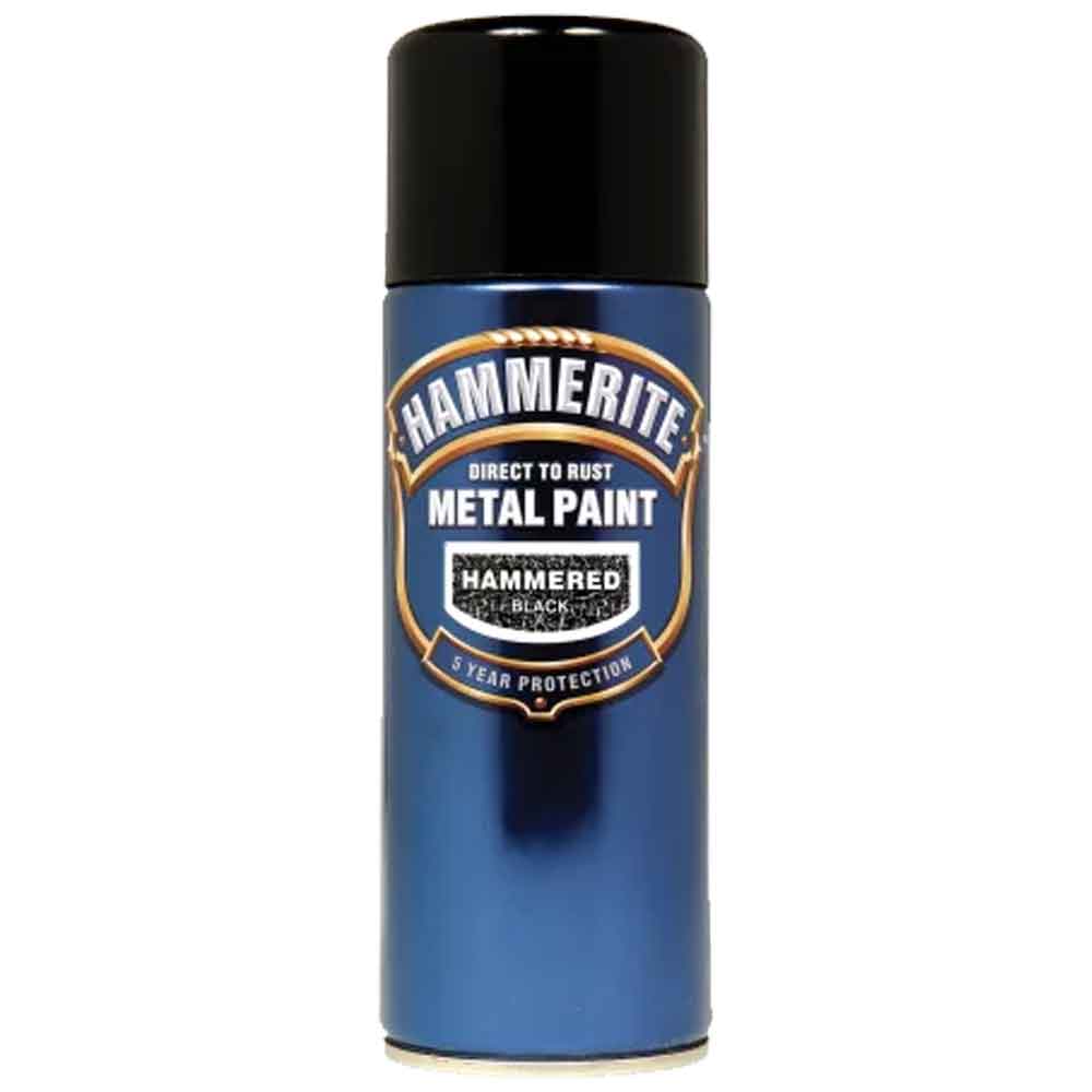 Hammerite 'Direct To Rust' Metal Paint Hammered Black 400ml Aerosol