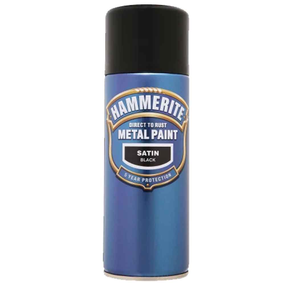 Hammerite 'Direct To Rust' Metal Paint Smooth Satin Black 400ml Aerosol BIG nano Best