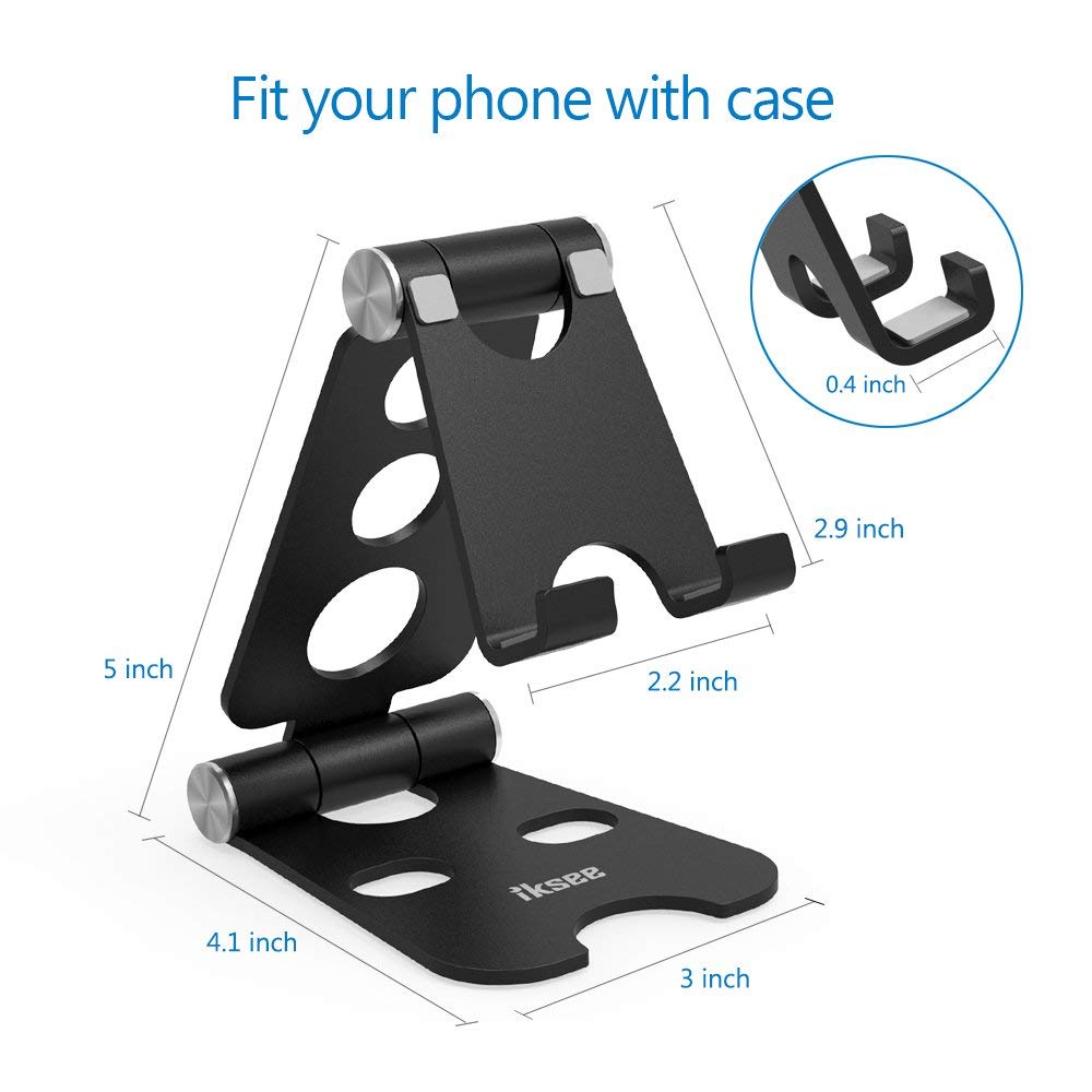 iKsee Cell Phone Stand, Adjustable Phone Stand, Dual Foldable Cell