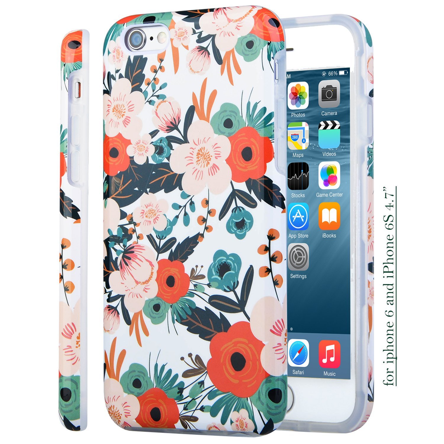 iPhone 6S Case for Girls, Cute 6S Case, Dimaka Floral Pattern Double
