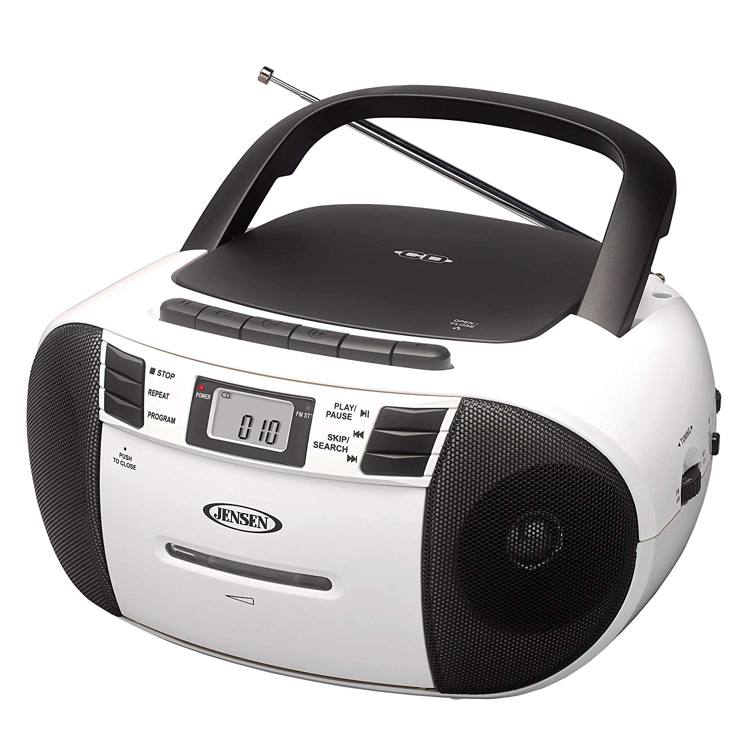 Jensen CD545MP3 TopLoading CD/MP3 AM/FM Radio Cassette Player, and