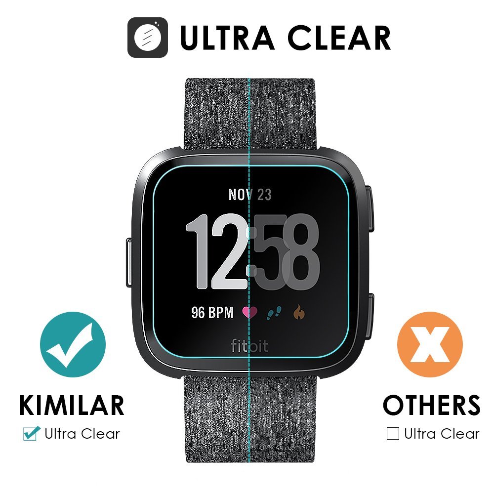 KIMILAR [3Pack] Screen Protector Compatible Fitbit Versa Smartwatch, Waterproof Tempered Glass