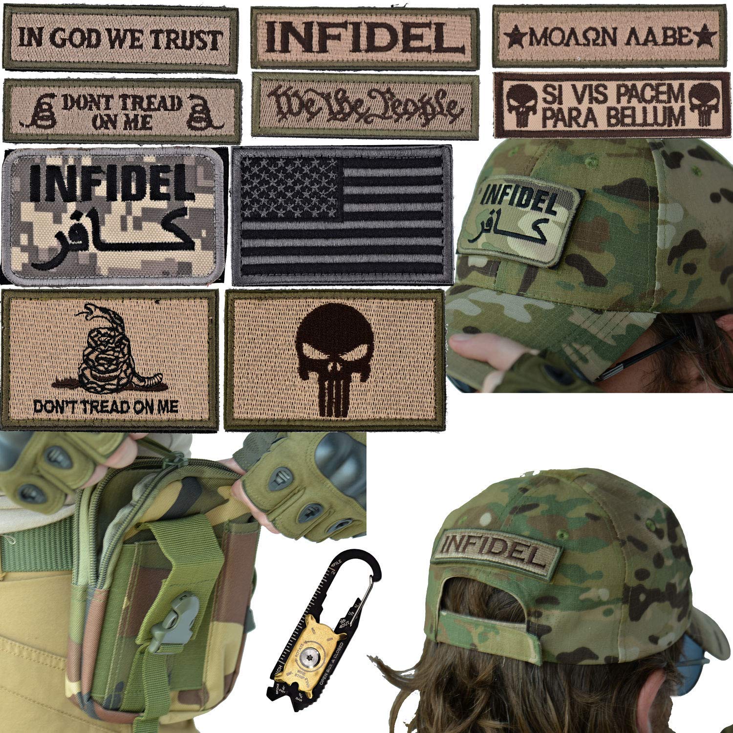 Military Tactical Hat Bundle 20in1 Tool, Operator Cap with