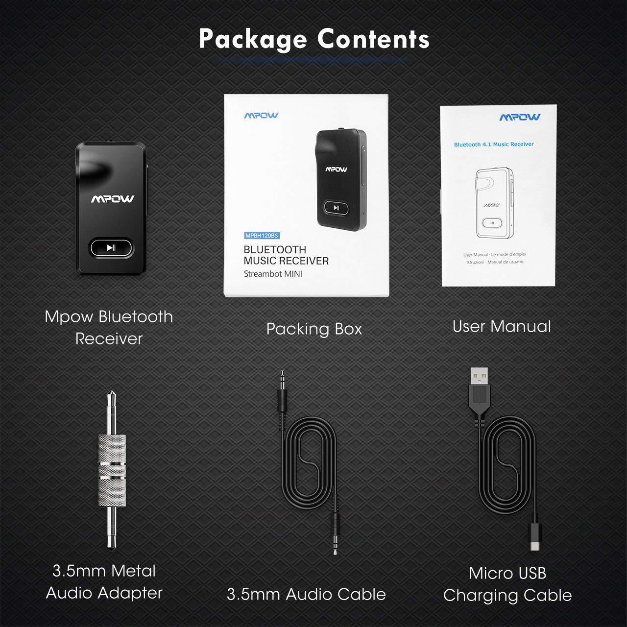 Mpow Bluetooth Adapter with 1 Second Turn On/Off Button, Bluetooth