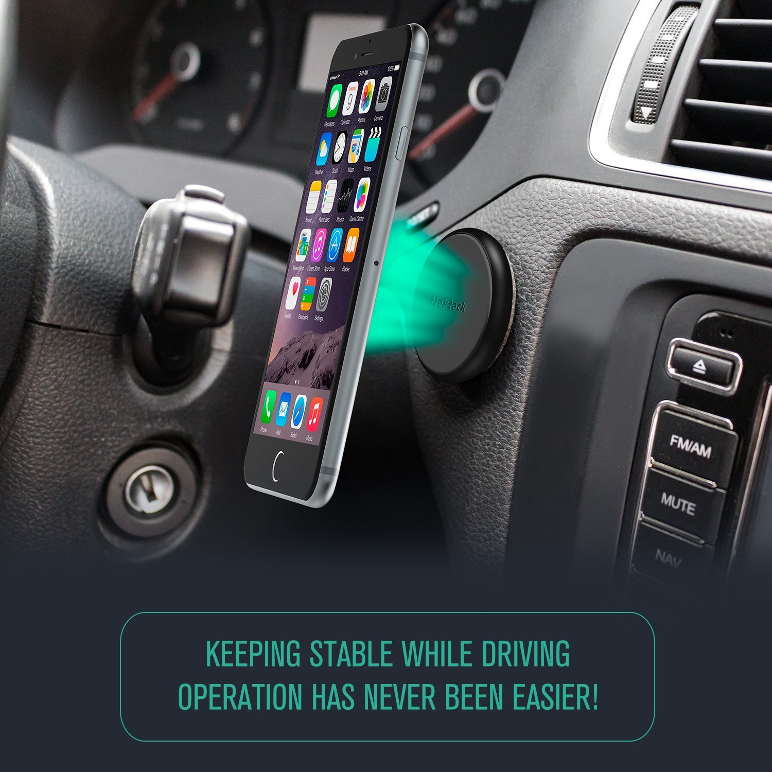 Nekteck Universal Stick on Flat Car Mount Phone/Key Holder for iPhone 7 6 6S Plus 5S 5C
