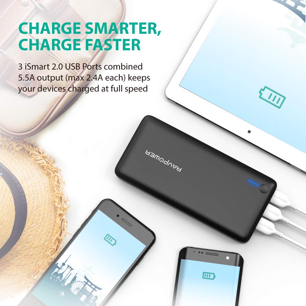 Portable Charger RAVPower 26800 Battery Packs 26800mAh Total 5.5A
