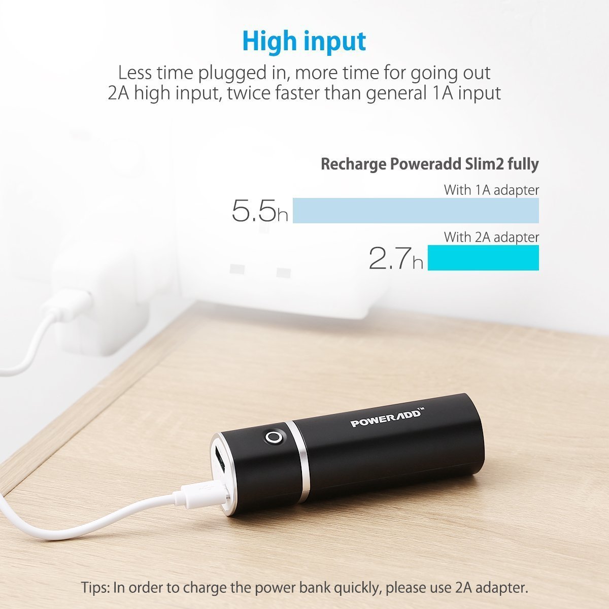 Poweradd Slim 2 5000mAh Portable Power Bank External