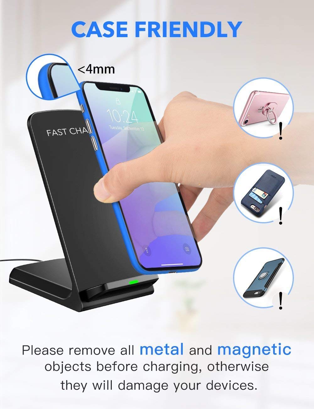 Seneo Wireless Charger, Qi Certified Wireless Charging Stand Compatible