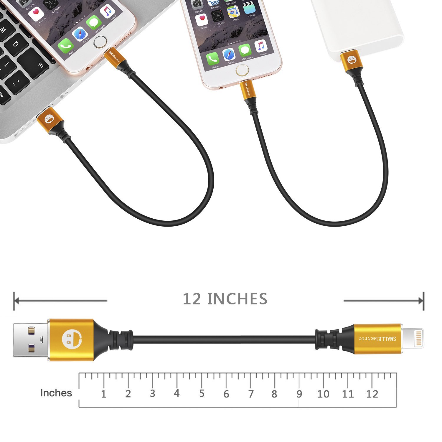 SMALLElectric Cables 1FT for Short iPhone Charger Cable 5Pack, Fast Charging USB Cord Compatible