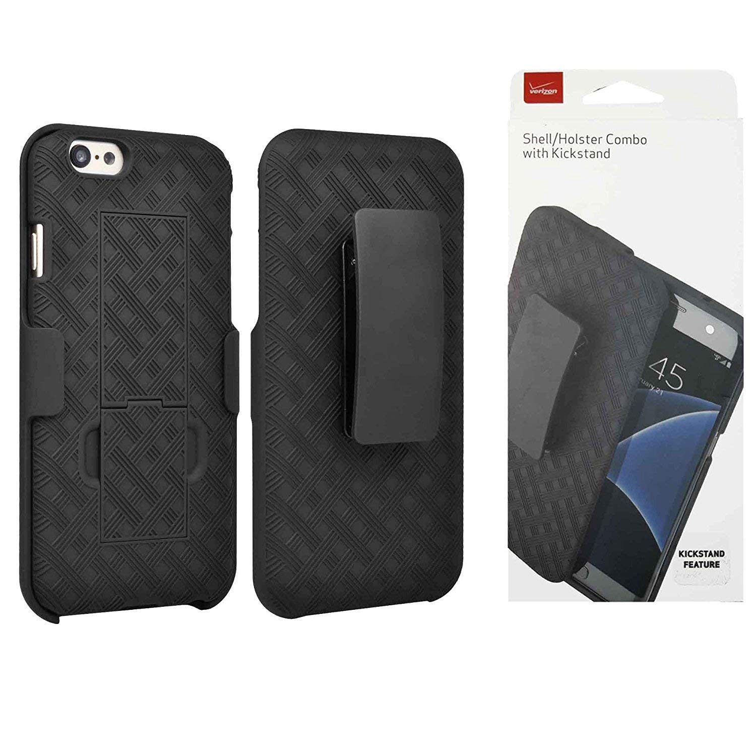 Verizon OEM Shell Holster Combo Thin Case with Stand Horizontal View and Belt Clip for Apple