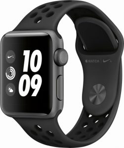 apple watch nike  space gray aluminum case with black nike sport loop