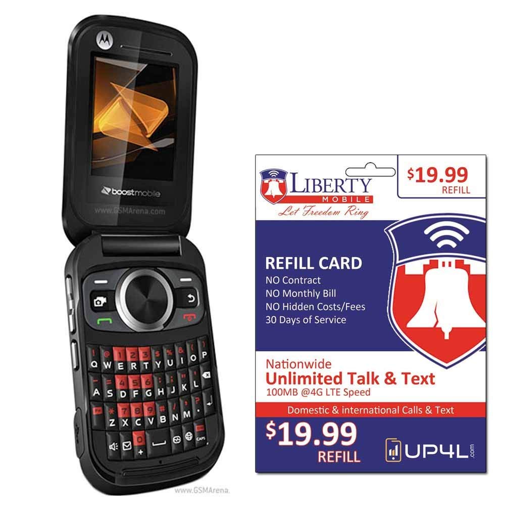 Liberty Mobile Motorola Rambler Prepaid Flip Phone with 1 month of