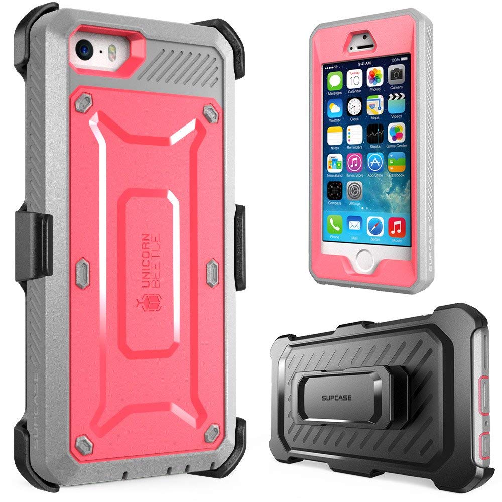 iPhone SE Case, SUPCASE Fullbody Rugged Holster Case with Builtin