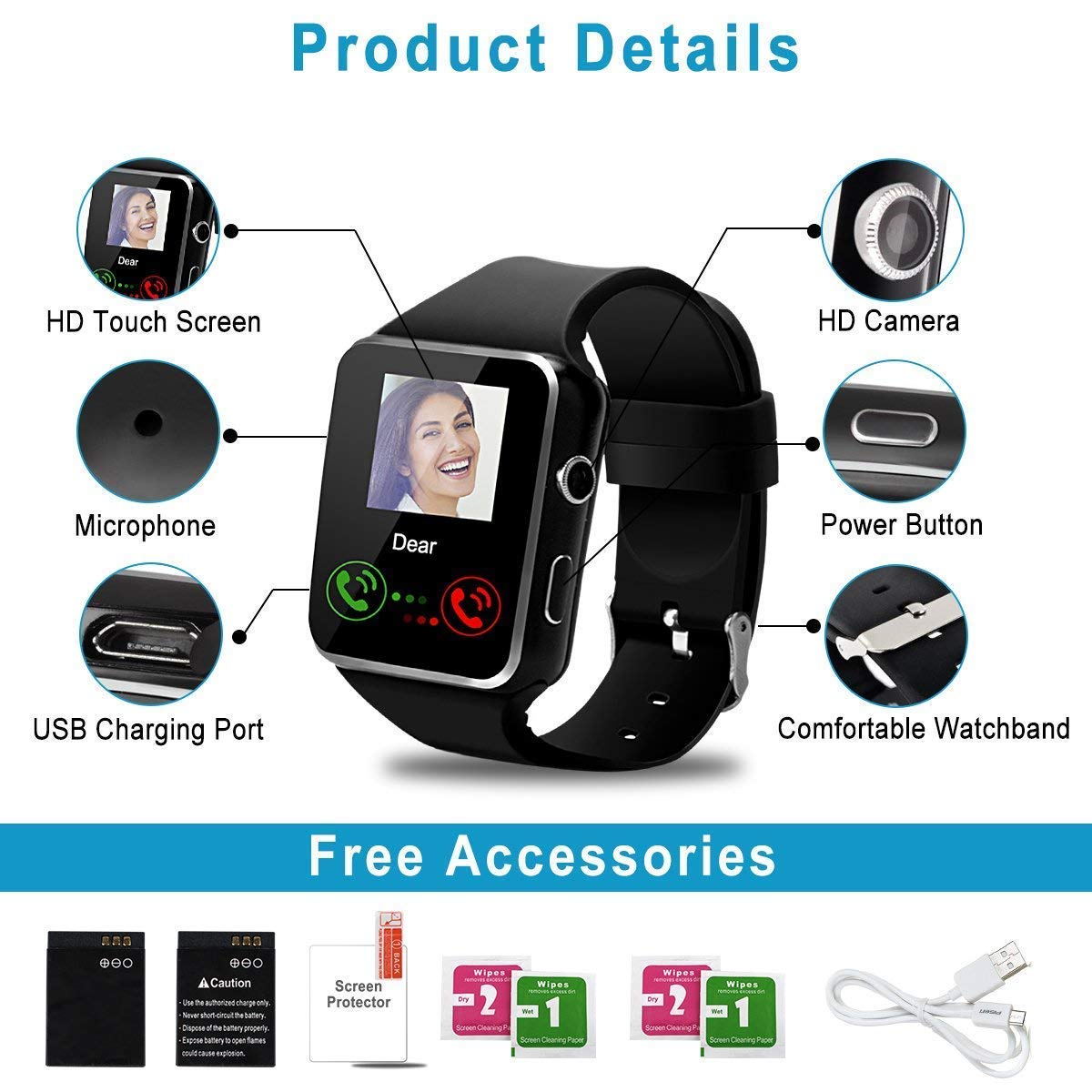 smart watch with camera bluetooth wrist watch sim card smartwatch for ios & android