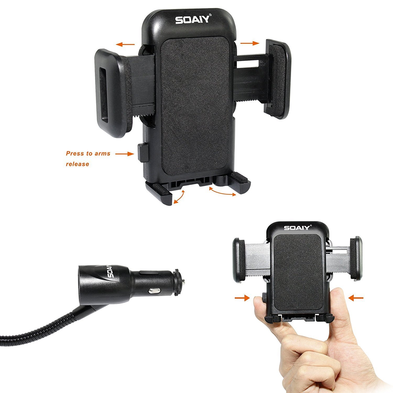 3-in-1 Cigarette Lighter Car Mount + Voltage Detector, SOAIY Car Mount Holder Cradle w ...1500 x 1500