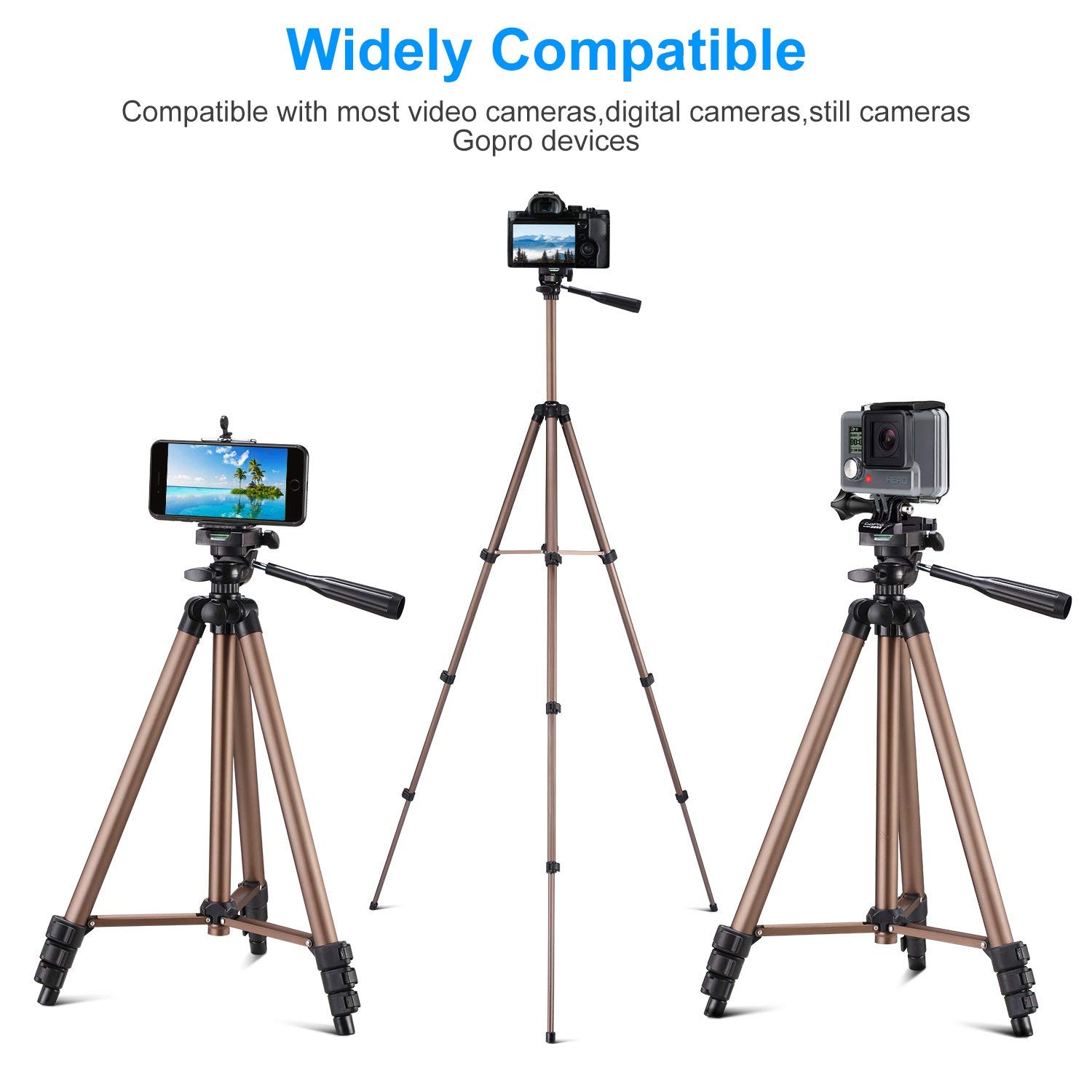 Kwithan Yunteng 50 Inch Aluminum Tripod, Video Tripod for Cellphone and Camera, Universal Tripod