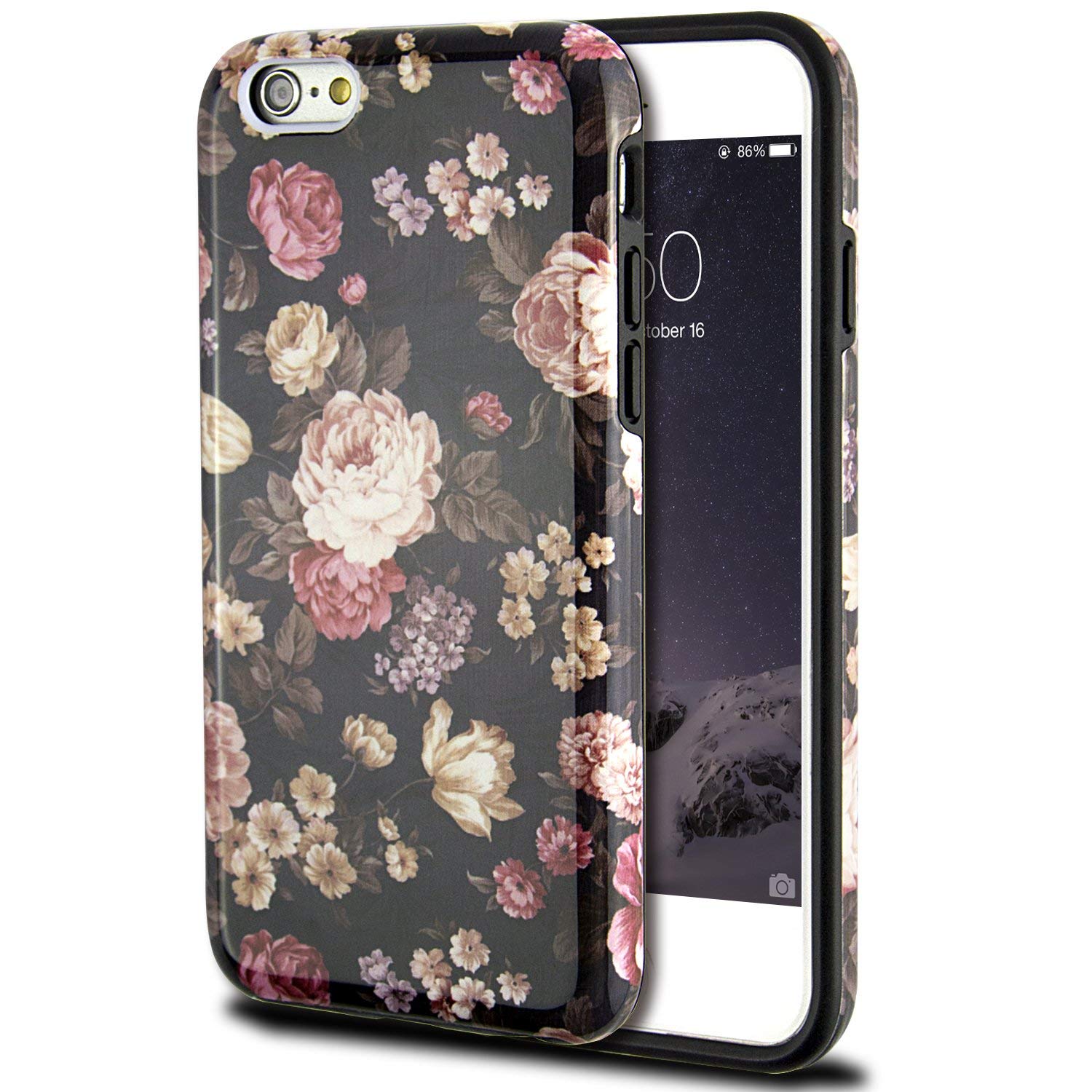 iPhone 6S Case for Girls, Cute 6S Case, Dimaka Floral Pattern Double